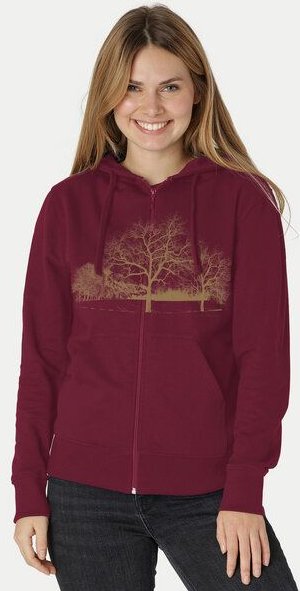 Peaces.bio - handbedruckte Biomode Zip-Hoodie Landscape Damen