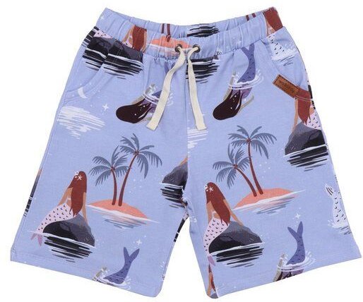 Kinder Shorts GOTS zertifiziert – Lila mit Motiv, Bund mit Kordel, weich & bequem | von Walkiddy