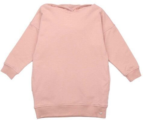 Kinder Kapuzenkleid GOTS zertifiziert, Bio-Baumwolle, rosa, „Cat Pink“, weich & bequem, Langarm – Walkiddy