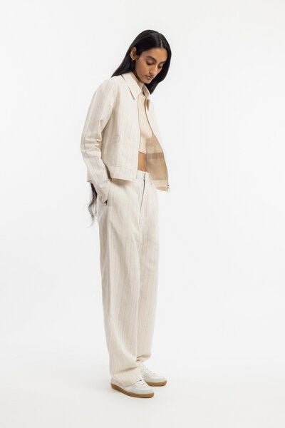 Rotholz kurze Jacke Leinen Mix - Creme