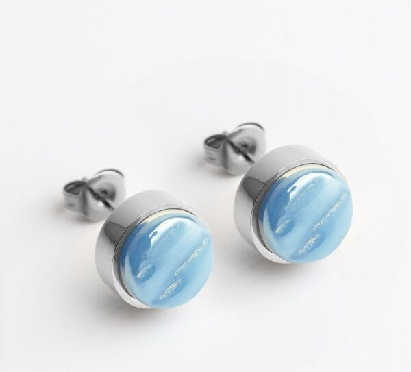 ALEXASCHA Edelstahl Ohrstecker mit Glasstein | Silber