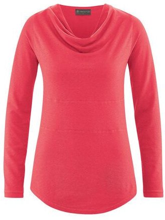HempAge Damen Langarmshirt mit Wasserfallkragen Hanf/Biobaumwolle