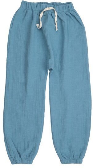 Kinder Baggy Hose GOTS zertifiziert, 95% Bio-Baumwolle, blau, weich, elastisch, bequemer Bund – Walkiddy