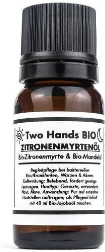 Two Hands BIO Zitronenmyrtenöl mit Bio-Zitronenmyrte & Bio-Mandelöl - 2,5 % Extrakt - Bio Vegan