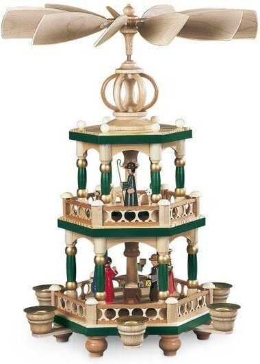 Müller Seiffen Pyramide Heilige Geschichte 2-stöckig, farbig,