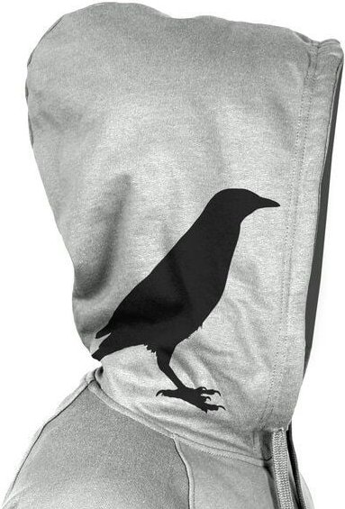 HANDGEDRUCKT "Rabenflüsterer" Männer Zip Hoody aus reiner Biobaumwolle (kbA)