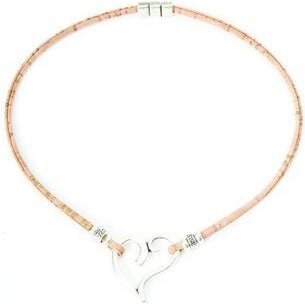 Kork-Deko Außergewöhnliche Kette aus Naturkork mit Herz-Anhänger