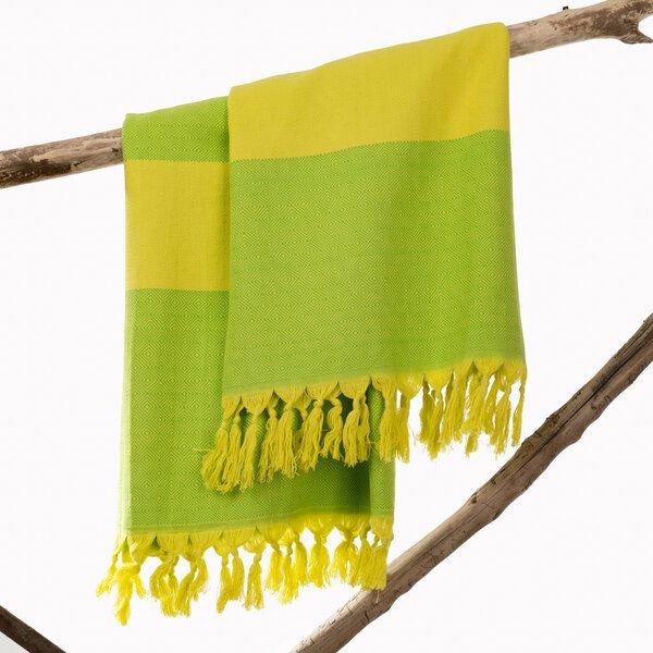 HängemattenGlück Hamamtuch/Strandtuch, handgewebt, flauschig, Bio-Baumwolle, GOTS-zertifiziert, 100x180cm