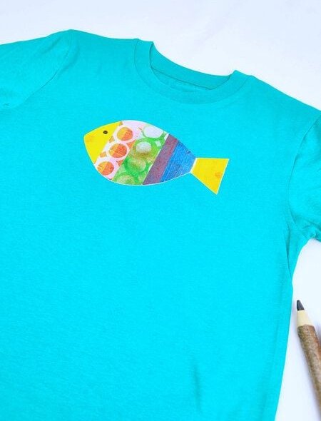 Meladi Kinder Shirt aus Biobaumwolle - Fisch auf Türkis