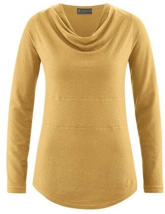HempAge Damen Langarmshirt mit Wasserfallkragen Hanf/Biobaumwolle