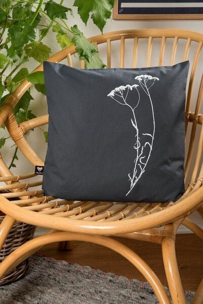 Hirschkind Bio-Kissenbezug 'Schafgarbe' anthrazit 40x40cm