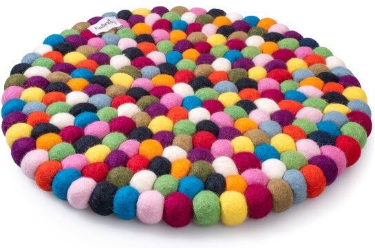 naturling Filzkugel Sitzkissen rund 39cm aus 100% Schurwolle für Stühle und Bänke