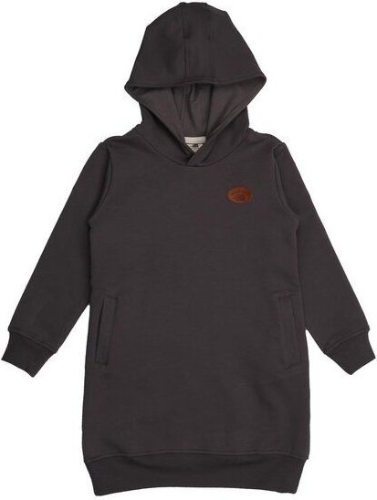 Kinder Kapuzenkleid GOTS zertifiziert – Bio-Baumwolle, Schwarz, langärmelig, weich & bequem, alltagstauglich | Walkiddy