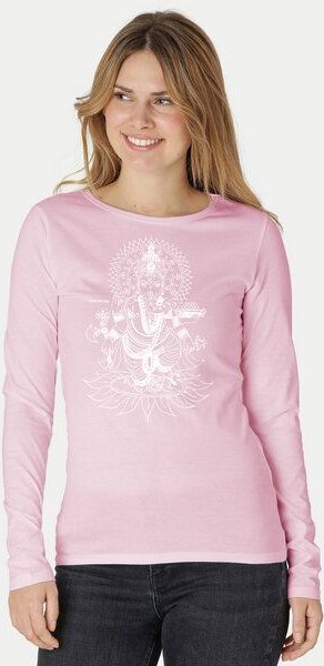 Peaces.bio - handbedruckte Biomode Bio-Damen-Langarmshirt Ganesha