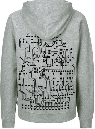 HANDGEDRUCKT "Vernetzt" Männer Zip Hoody aus reiner Biobaumwolle (kbA)