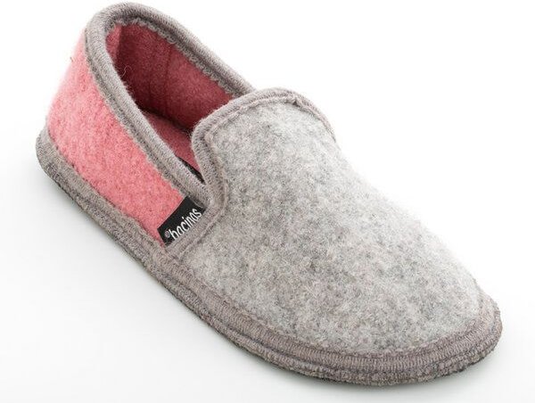 Bacinas geschlossene Hausschuhe mit grauer Borte aus 100% Wolle