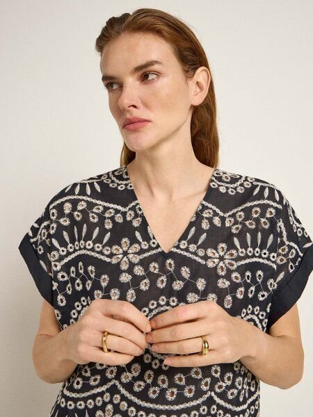 LANIUS Blusenshirt (OCS) mit Stickerei aus Bio-Baumwolle