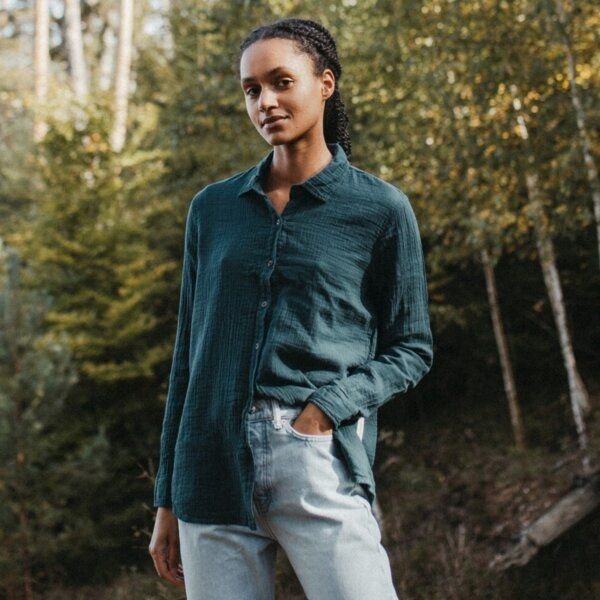 NORDLICHT Damen Musselin Bluse aus 100% Bio-Baumwolle FENJA
