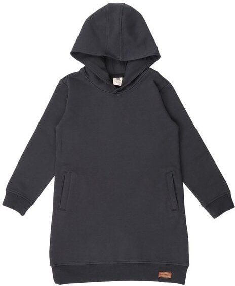 Mädchen Kapuzenkleid GOTS zertifiziert – Asphaltgrau, langärmelig, weich & bequem, vielseitig | von Walkiddy