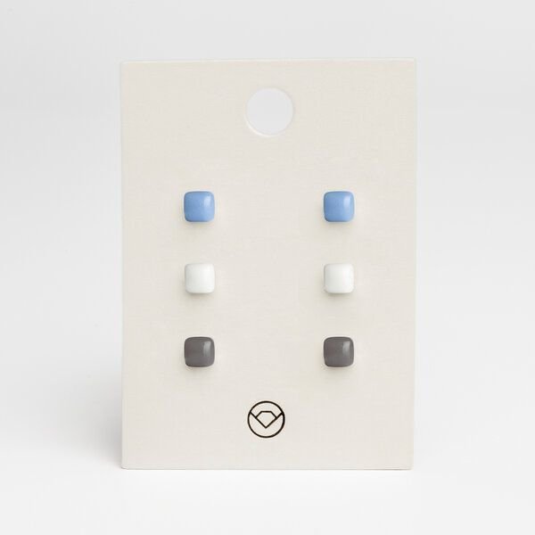 ALEXASCHA 3er Set Ohrringe bunt • Geometrische Ohrstecker aus Glas