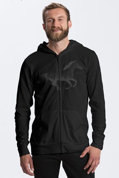 Peaces.bio - handbedruckte Biomode Herren Bio-Jersey-Zip-Hoodie Horsepower