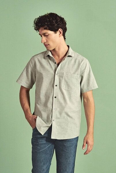 Hempage Herren Kurzarm Hemd Hanf Baumwolle