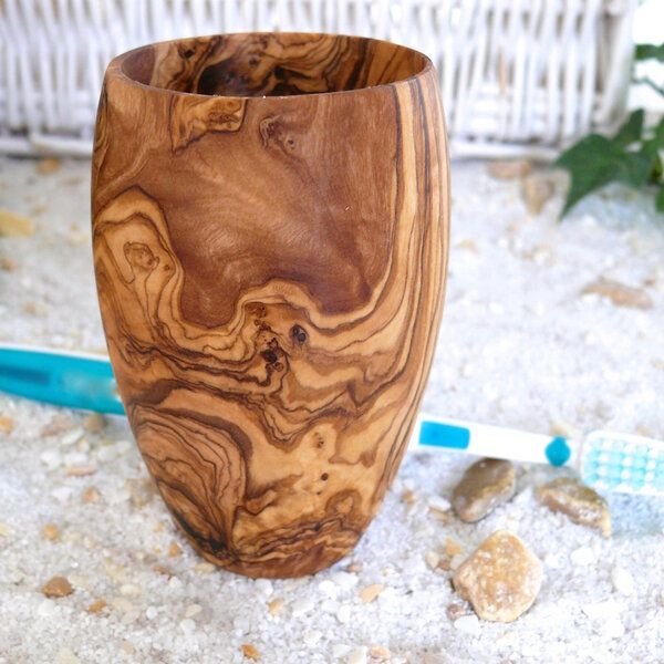 Olivenholz erleben Zahnputzbecher KLEIN aus Olivenholz