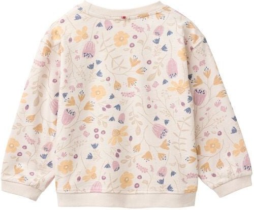 People Wear Organic Sweat Pullover, rosa bedruckt, "floral", Bio-Baumwolle