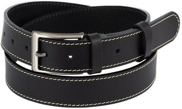 Simaru Herren Ledergürtel Orleans mit Naht, Premium Leder pflanzlich gegerbt