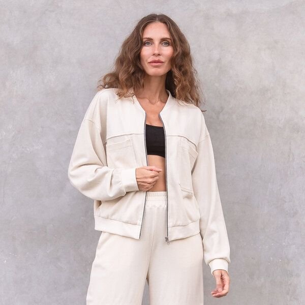 Jaya ADELE WAFFLE - Coole Jacke, Blouson-Bomberjacken-Elementen, 100% GOTS-zertifizierter Biobaumwolle, Waffle-Optik, kl...