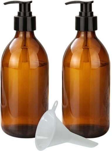 mikken Seifenspender braun 250 ML widerverwendbarer Lotionsspender aus Braunglas 0,25 Liter Apothekerqualität