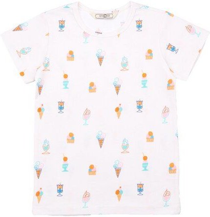 Cotokids Kinder T-Shirt GOTS zertifiziert, Bio-Baumwolle, creme, Eiscreme-Allover, weich & bequem – Walkiddy