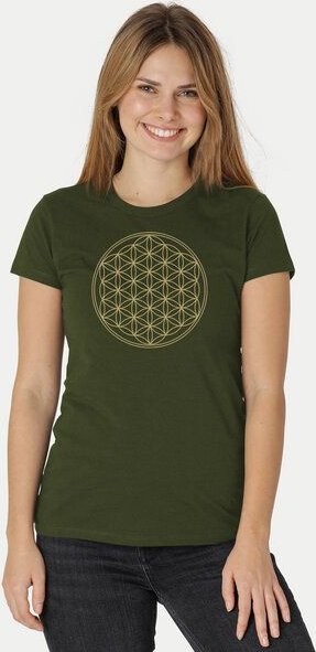 Peaces.bio - handbedruckte Biomode Bio-Damen-T-Shirt Die Blume des Lebens