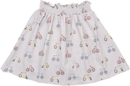 Cotokids Kinderrock GOTS zertifiziert, beige/sand, Fahrrad-Allover „Bicycle“, weich & bequem – Walkiddy