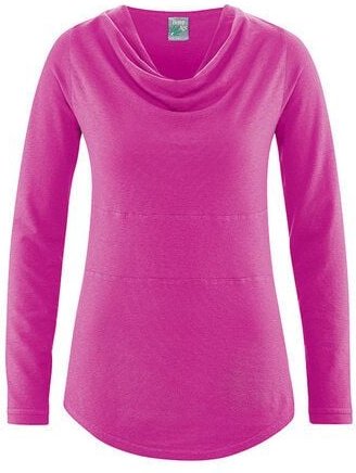 HempAge Damen Langarmshirt mit Wasserfallkragen Hanf/Biobaumwolle