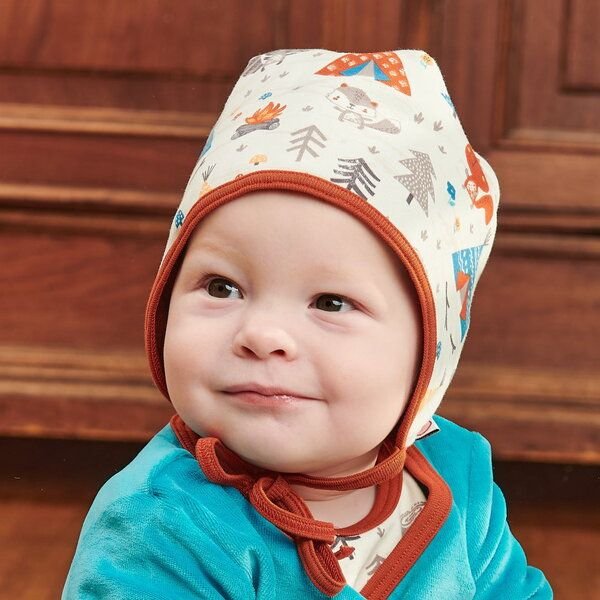 Cheeky Apple Gefüttertes Bio-Ohrenhäubchen "Abenteuercamp|Fleece Copper Meliert"