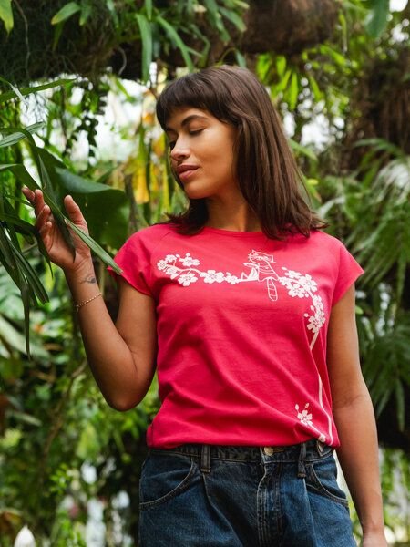 FellHerz Damen T-Shirt Catlove Bio & Fair & Handbedruckt