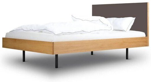 BARTMANN Unidorm Classic - Holzbett aus Eiche mit Kopfteil aus Linoleum