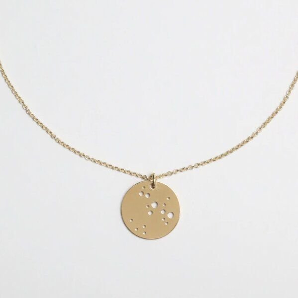 BELLYBIRD Jewellery Sternzeichen Kette, Anhänger 14mm, Silber/ Silber vergoldet