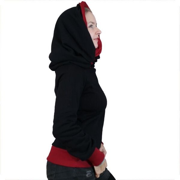 liebewicht Kapuzenpullover KapOn schwarz/rot 2 Längen nach Wahl