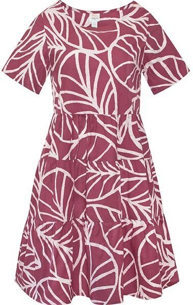 Global Mamas Bio Kleid - SHORT TIERED - Birds of Paradise/Canopy/Rings/Monstera