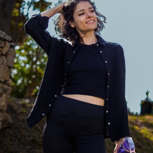 Hutch&Putch Musselin Oversize Bluse - Klassische Bluse - Langarmbluse aus 100% Bio-Baumwolle