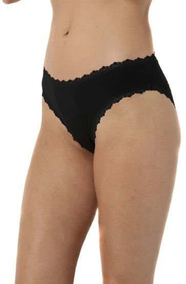 Bruno Barella Damen Slips mit Spitze aus Micromodal in Schwarz