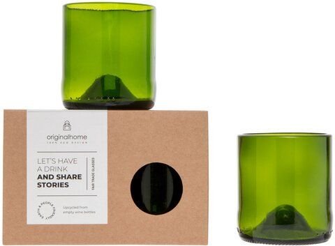 Originalhome Recycelten Trinkgläser S, S/2 – grünes Geschenk, fair gefertigt & spülmaschinenfest.
