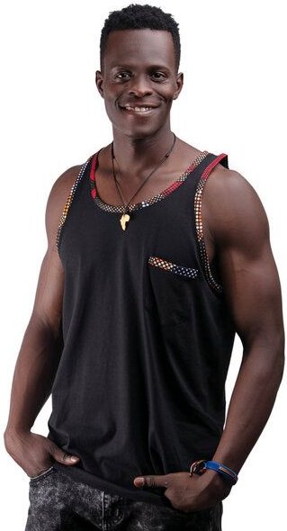 Africulture Tanktop mit Brusttasche aus Westafrikanischem Kitengestoff