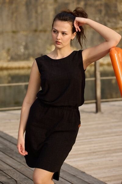 Thumbnail - Sommerkleid Stone – leicht & luftig aus Viskose-Leinen-Mix – asymmetrisch – Fair in EU produziert – KOKOworld