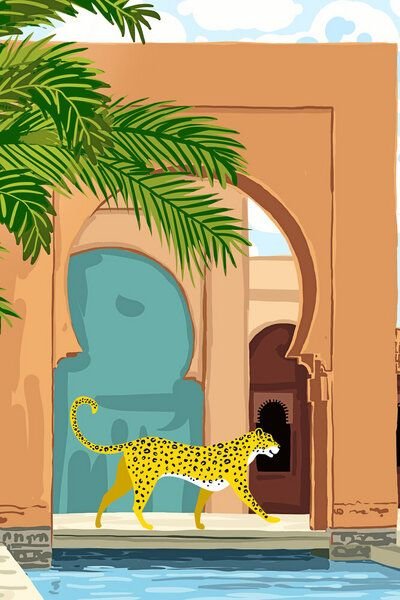 Photocircle Poster / Leinwandbild - Cheetah under the Moroccan arch