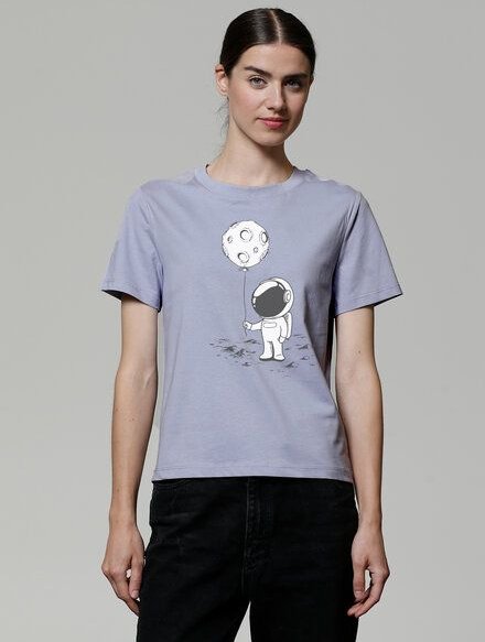 watapparel T-Shirt Frauen Kleiner Astronaut mit Luftballon