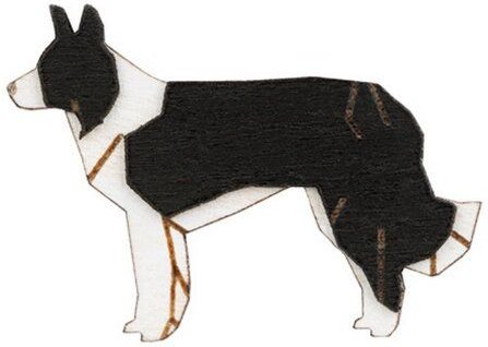 BeWooden Walking Collie Holzbrosche – handgefertigter, nachhaltiger Schmuck aus Holz