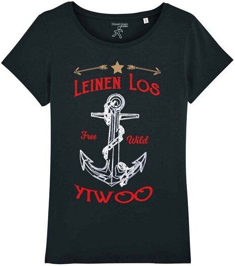 YTWOO Leinen Los. Damen T-Shirt mit Anker als Motiv. Bio Shirt mit Anker